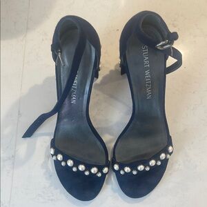 Stuart Weitzman Blue Pearl Embellished Heels